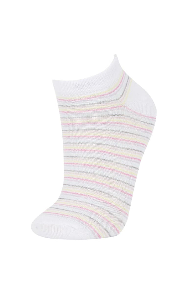 Women 5-Pack Cotton Polka Dot Striped Booties Socks