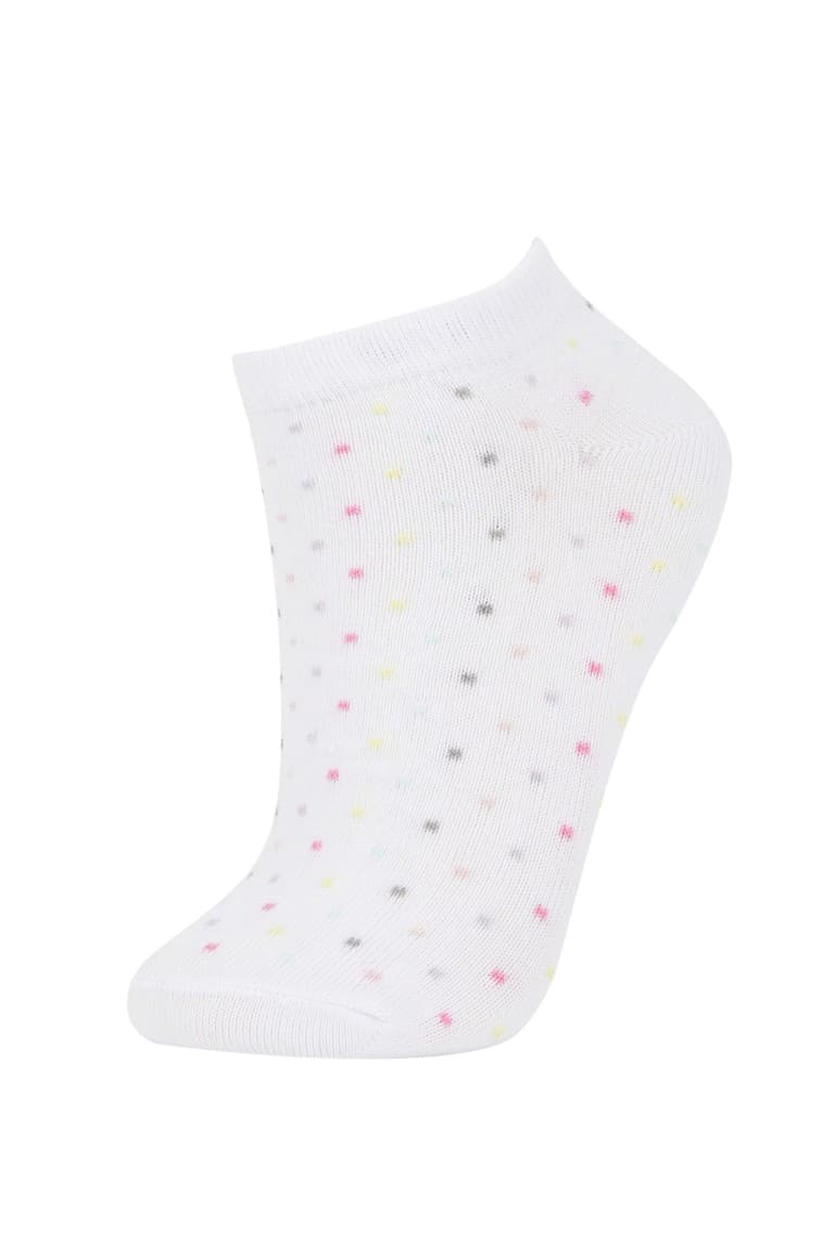 Women 5-Pack Cotton Polka Dot Striped Booties Socks