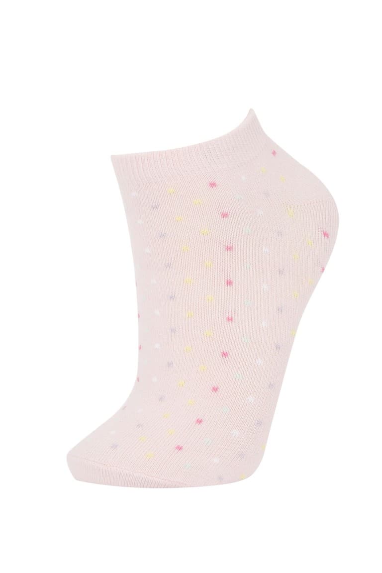 Women 5-Pack Cotton Polka Dot Striped Booties Socks