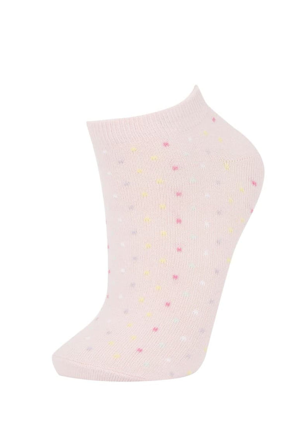 Women 5-Pack Cotton Polka Dot Striped Booties Socks