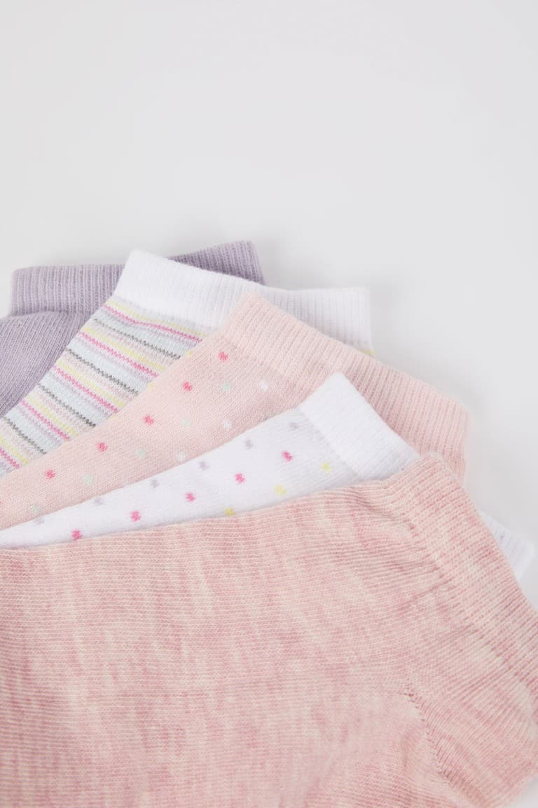 Women 5-Pack Cotton Polka Dot Striped Booties Socks