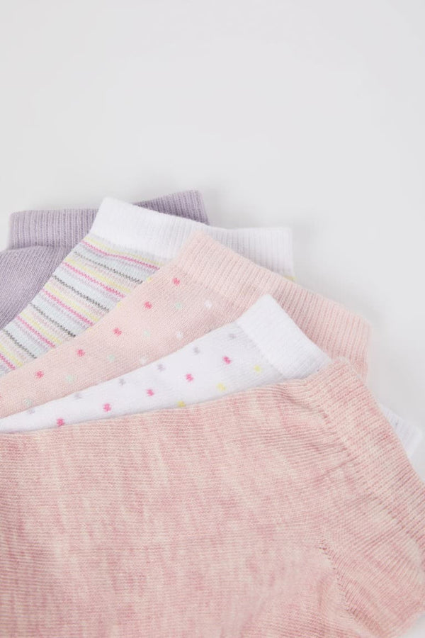 Women 5-Pack Cotton Polka Dot Striped Booties Socks