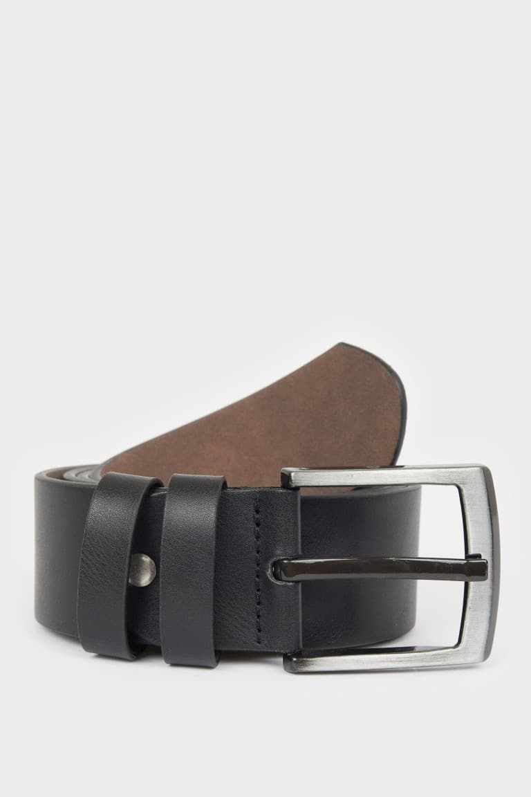 Men's Rectangular Buckle Faux Leather Jean Belt Main image