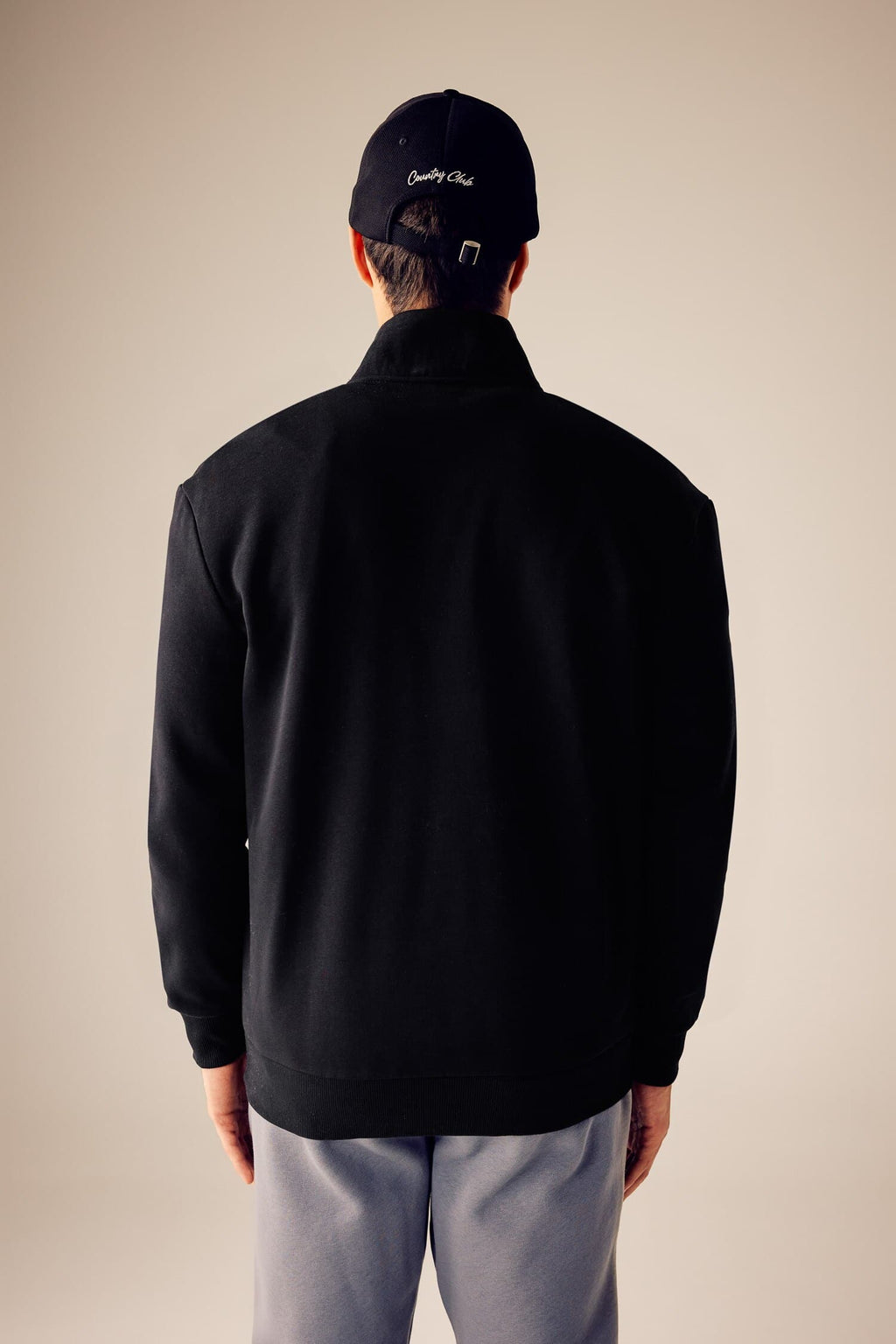 Comfort Regular Fit Casual Mold Zippered Stand Collar Basic Plain Sweatshirt