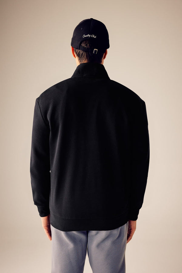 Comfort Regular Fit Casual Mold Zippered Stand Collar Basic Plain Sweatshirt