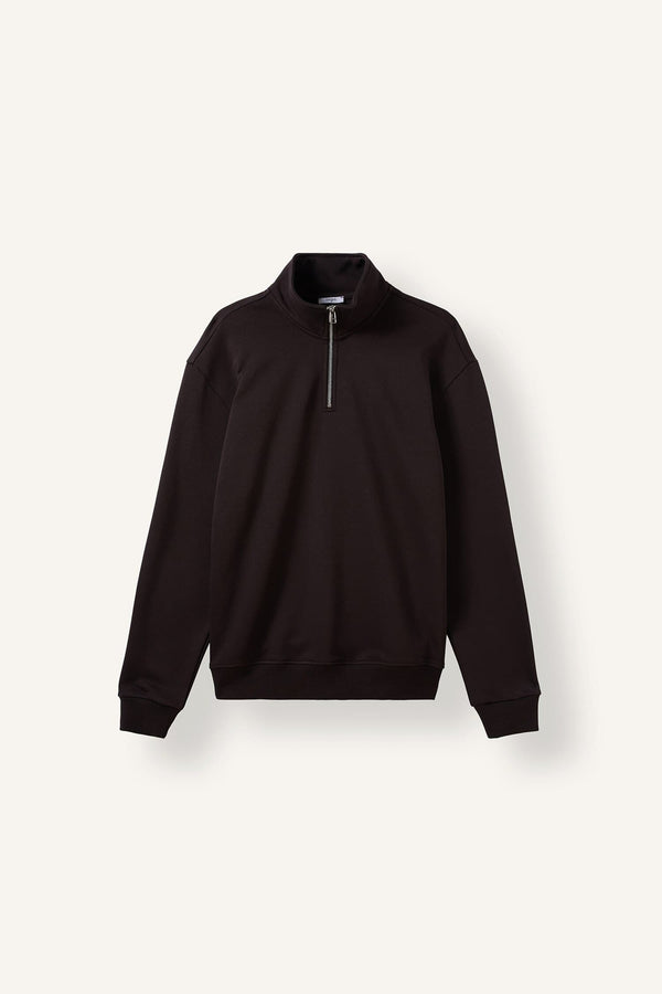 Comfort Regular Fit Casual Mold Zippered Stand Collar Basic Plain Sweatshirt