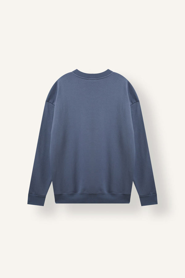 Boxy Fit Crew Neck Soft Furry Printed Sweatshirt
