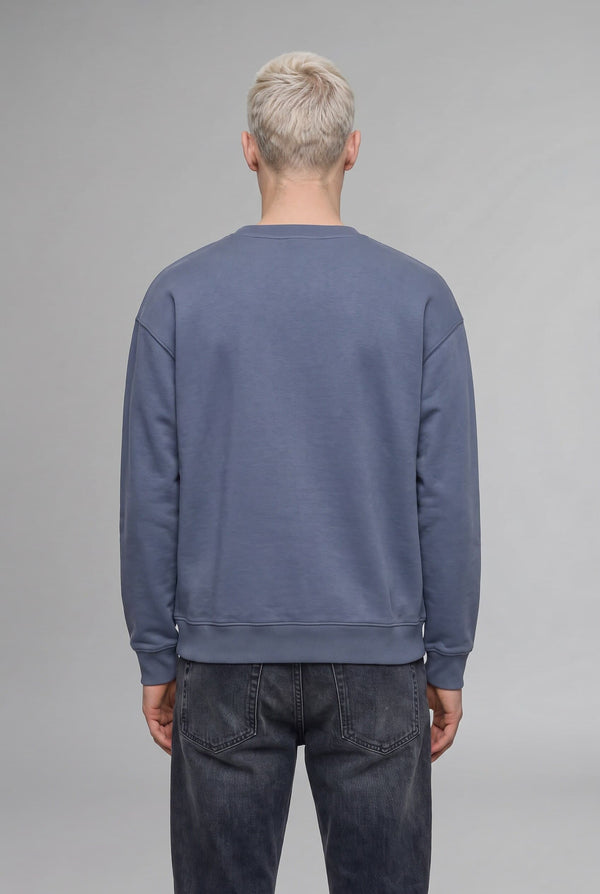 Boxy Fit Crew Neck Soft Furry Printed Sweatshirt