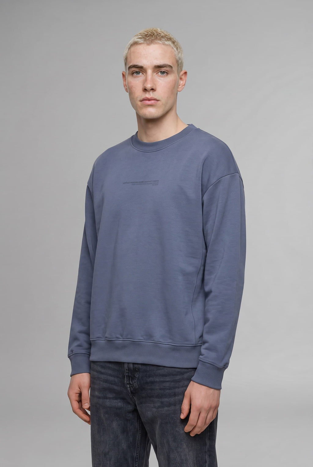 Boxy Fit Crew Neck Soft Furry Printed Sweatshirt