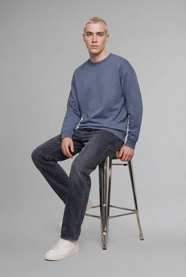 Boxy Fit Crew Neck Soft Furry Printed Sweatshirt