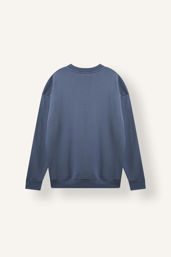 Boxy Fit Crew Neck Soft Furry Printed Sweatshirt