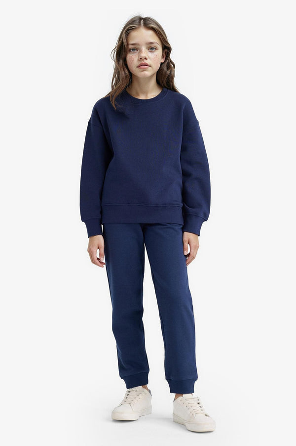 Girls Standard Fit Basic Plain Elastic Waist School Jogger Tracksuit Bottoms