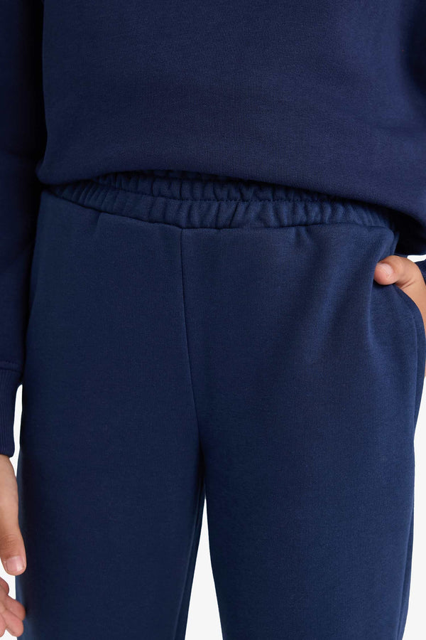 Girls Standard Fit Basic Plain Elastic Waist School Jogger Tracksuit Bottoms