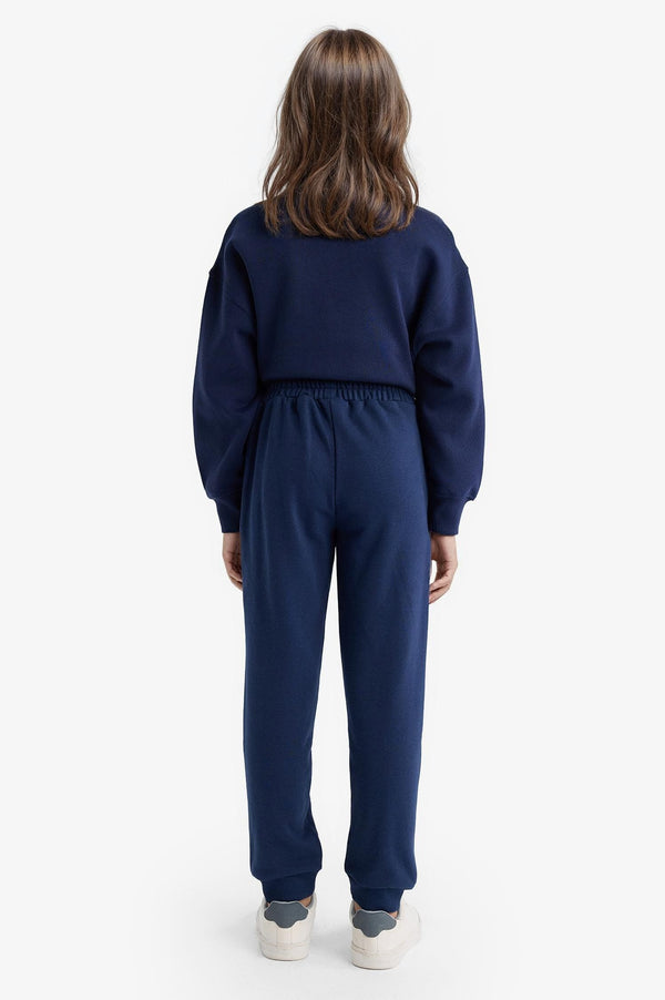 Girls Standard Fit Basic Plain Elastic Waist School Jogger Tracksuit Bottoms