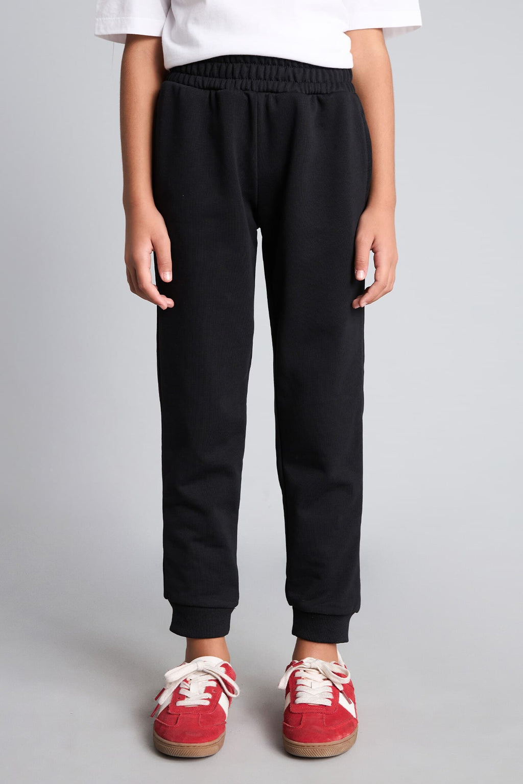 Girls Standard Fit Basic Plain Elastic Waist School Jogger Tracksuit Bottoms