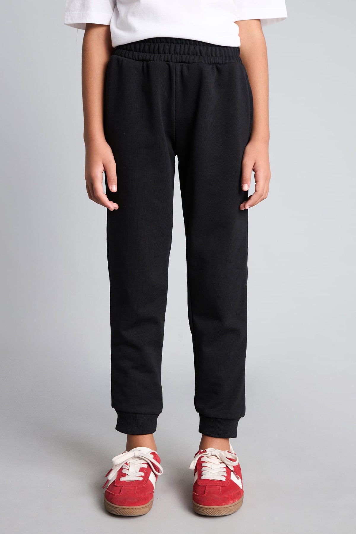 Girls Standard Fit Basic Plain Elastic Waist School Jogger Tracksuit Bottoms