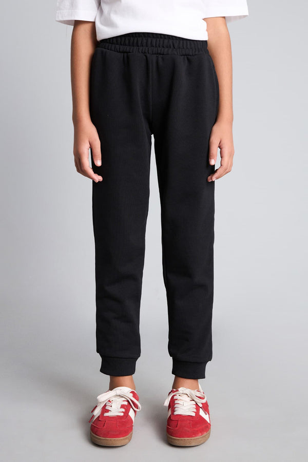 Girls Standard Fit Basic Plain Elastic Waist School Jogger Tracksuit Bottoms