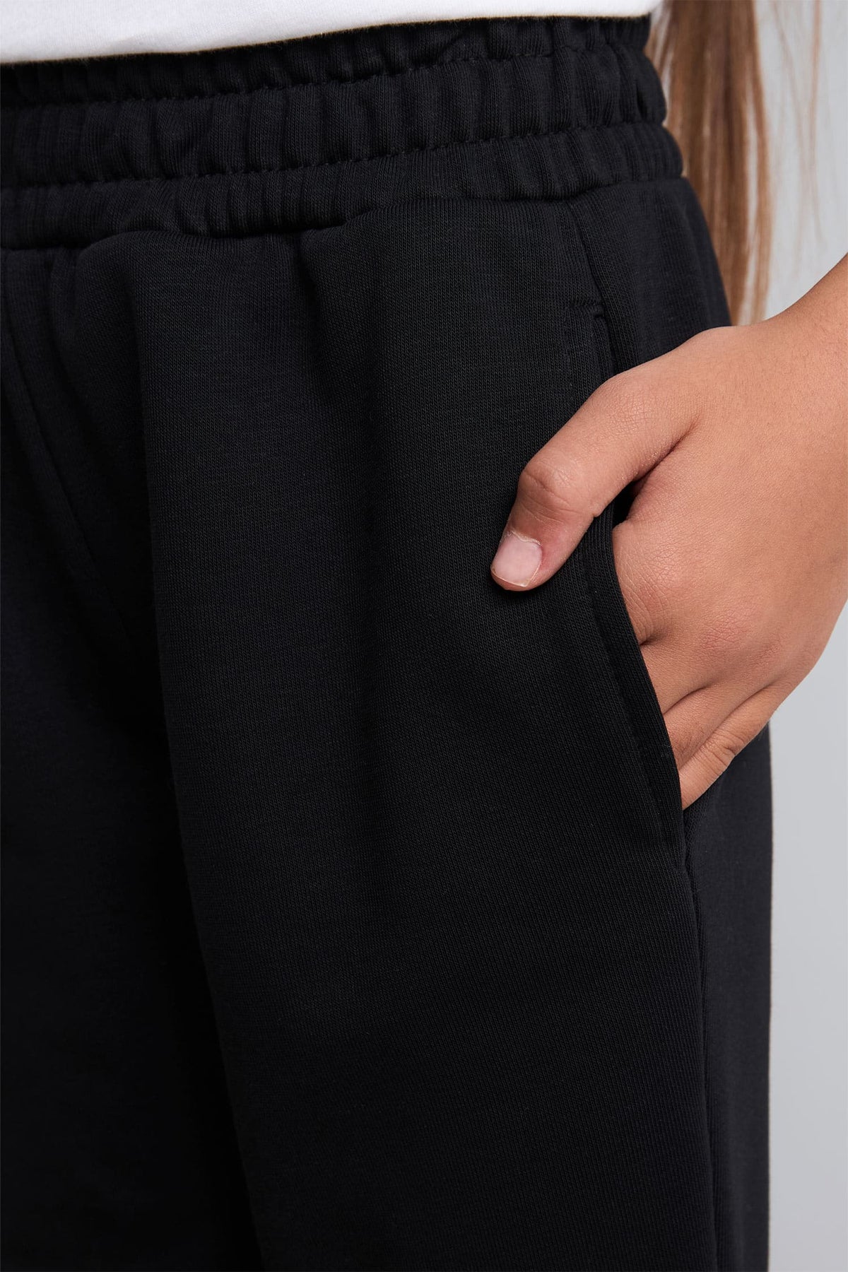 Girls Standard Fit Basic Plain Elastic Waist School Jogger Tracksuit Bottoms