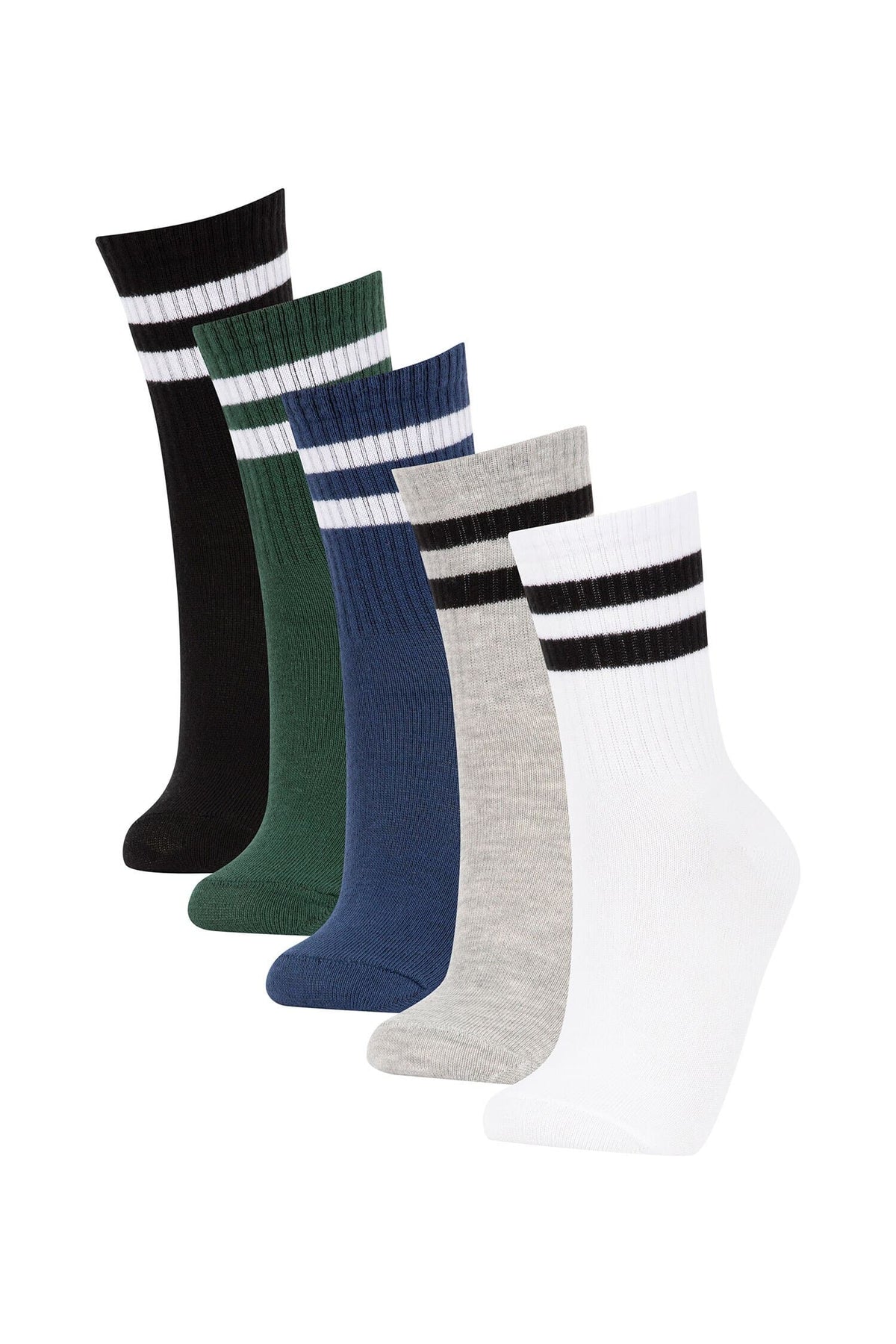 5-Pack Cotton Hoop Patterned Long Socks Boy