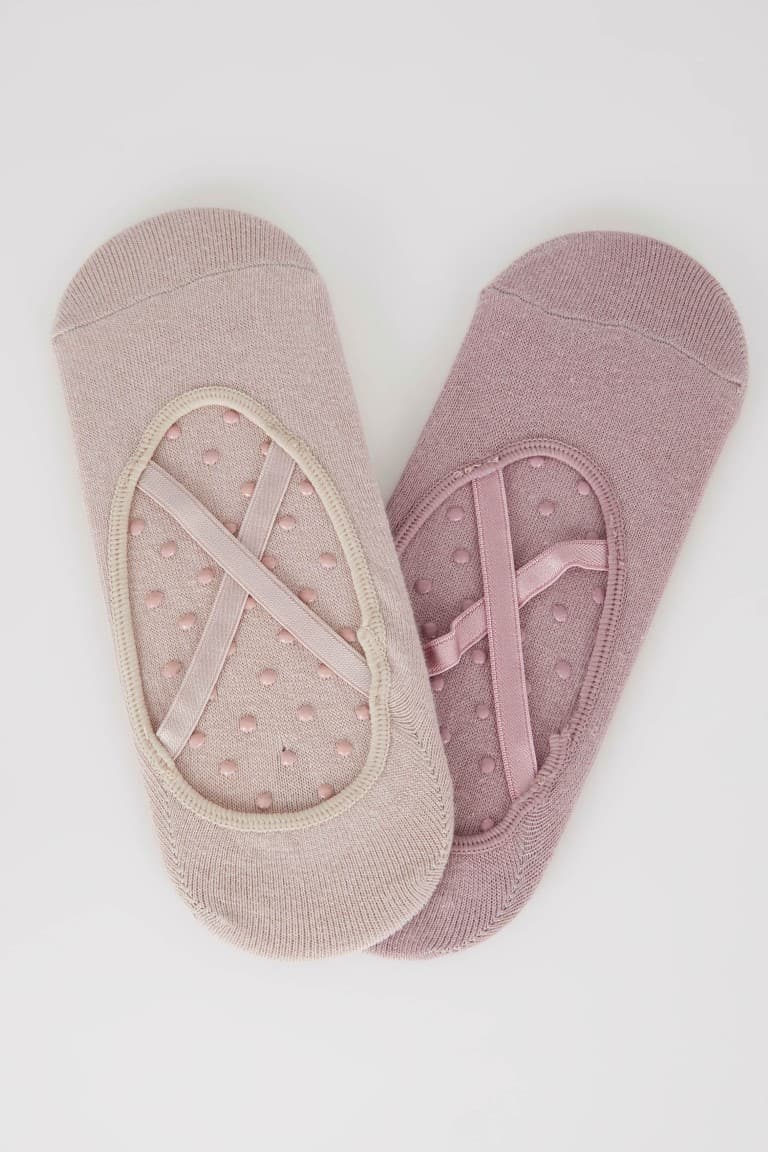 Women's 2 Pcs Cotton Non-Slip Base Pilates Socks Main image
