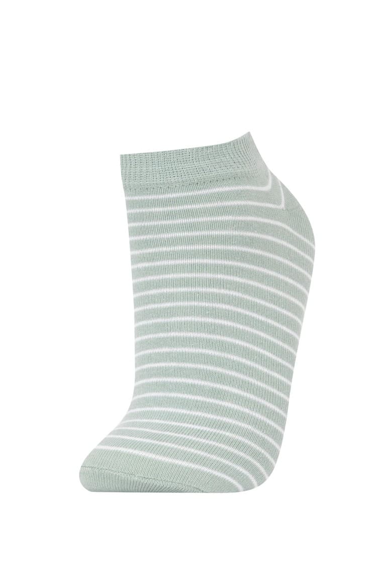 Women 5-Pack Cotton Polka Dot Striped Booties Socks