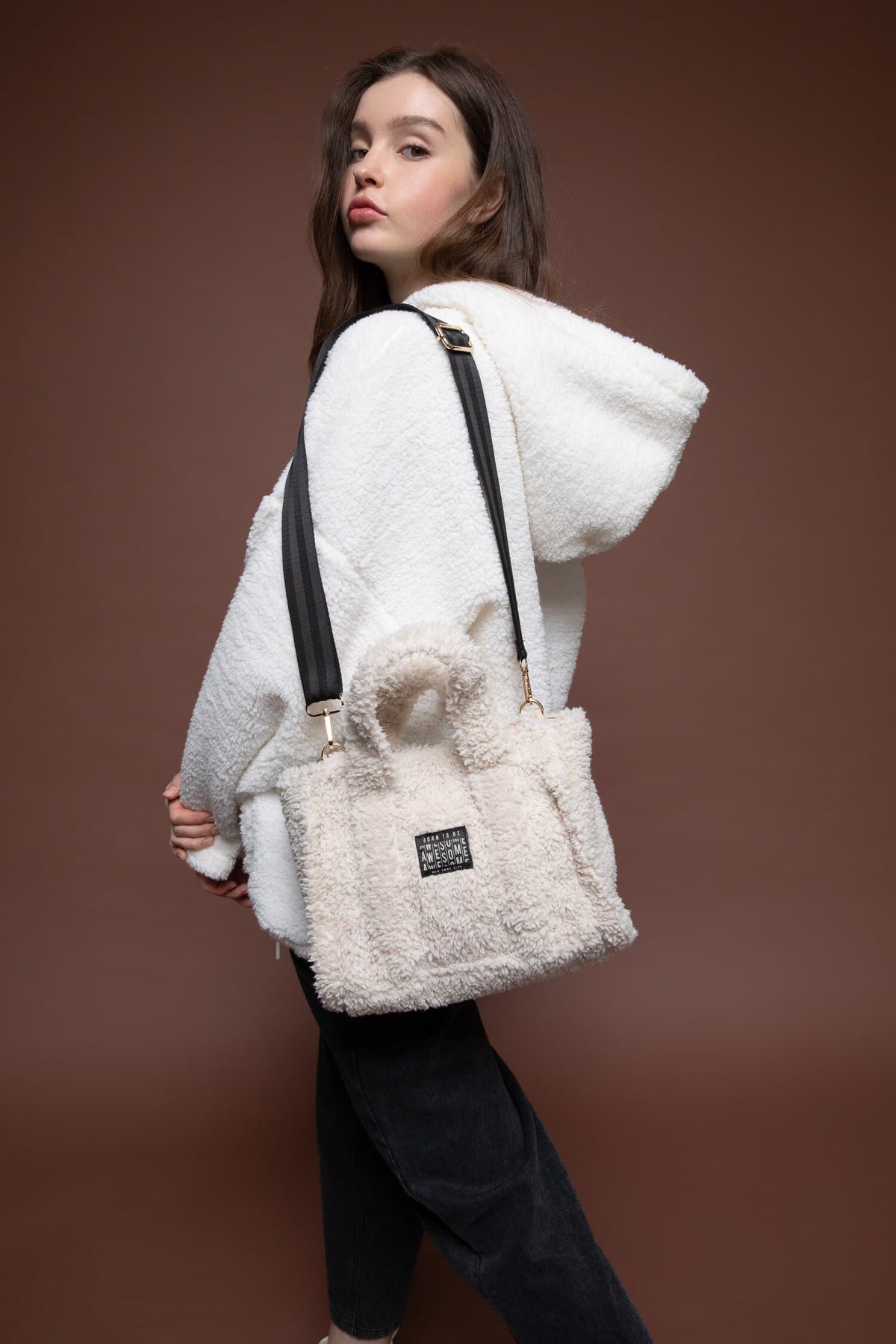Women Printed Flat Plush Crossbody Bag