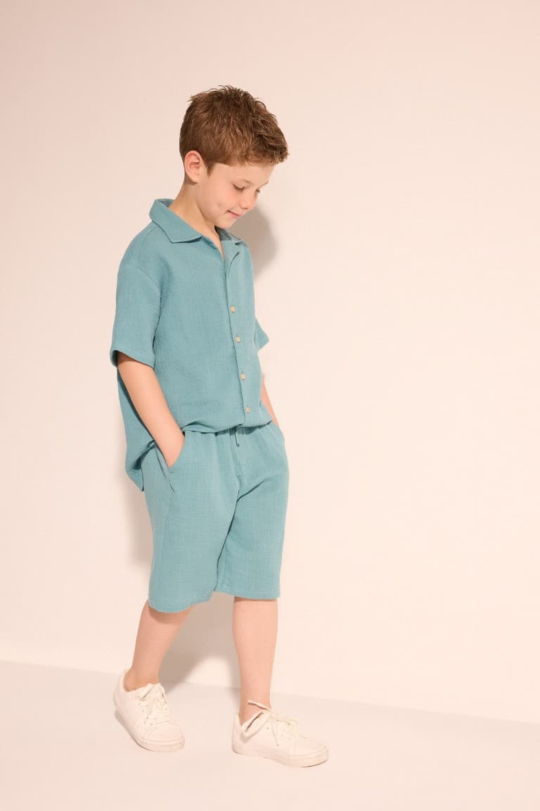 Boy Elastic Waist Muslin Shorts