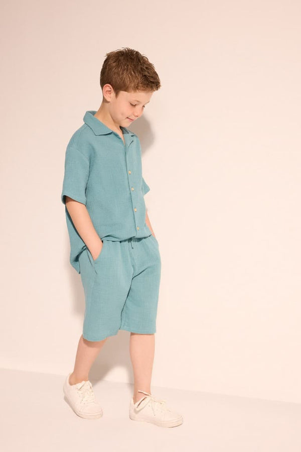Boy Elastic Waist Muslin Shorts