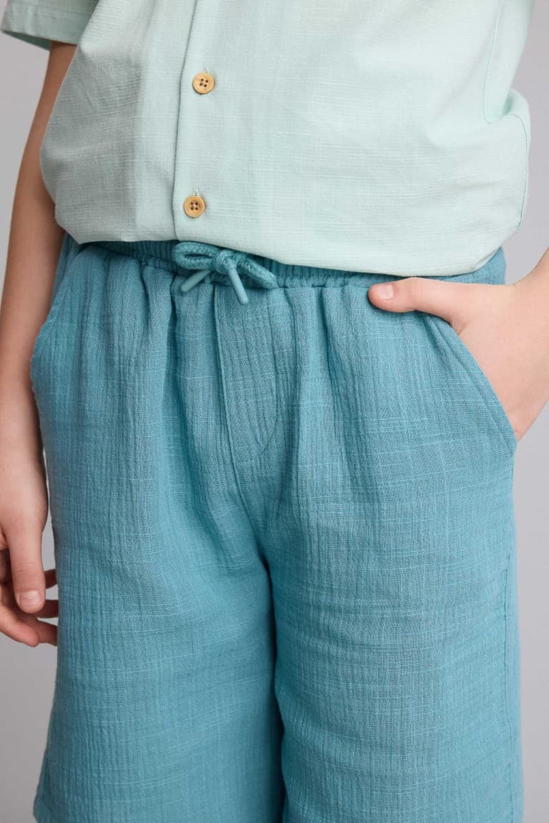 Boy Elastic Waist Muslin Shorts