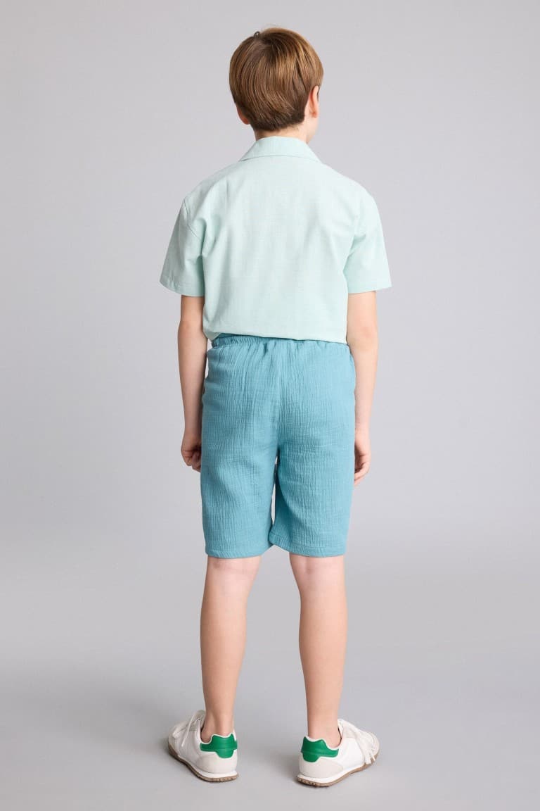 Boy Elastic Waist Muslin Shorts