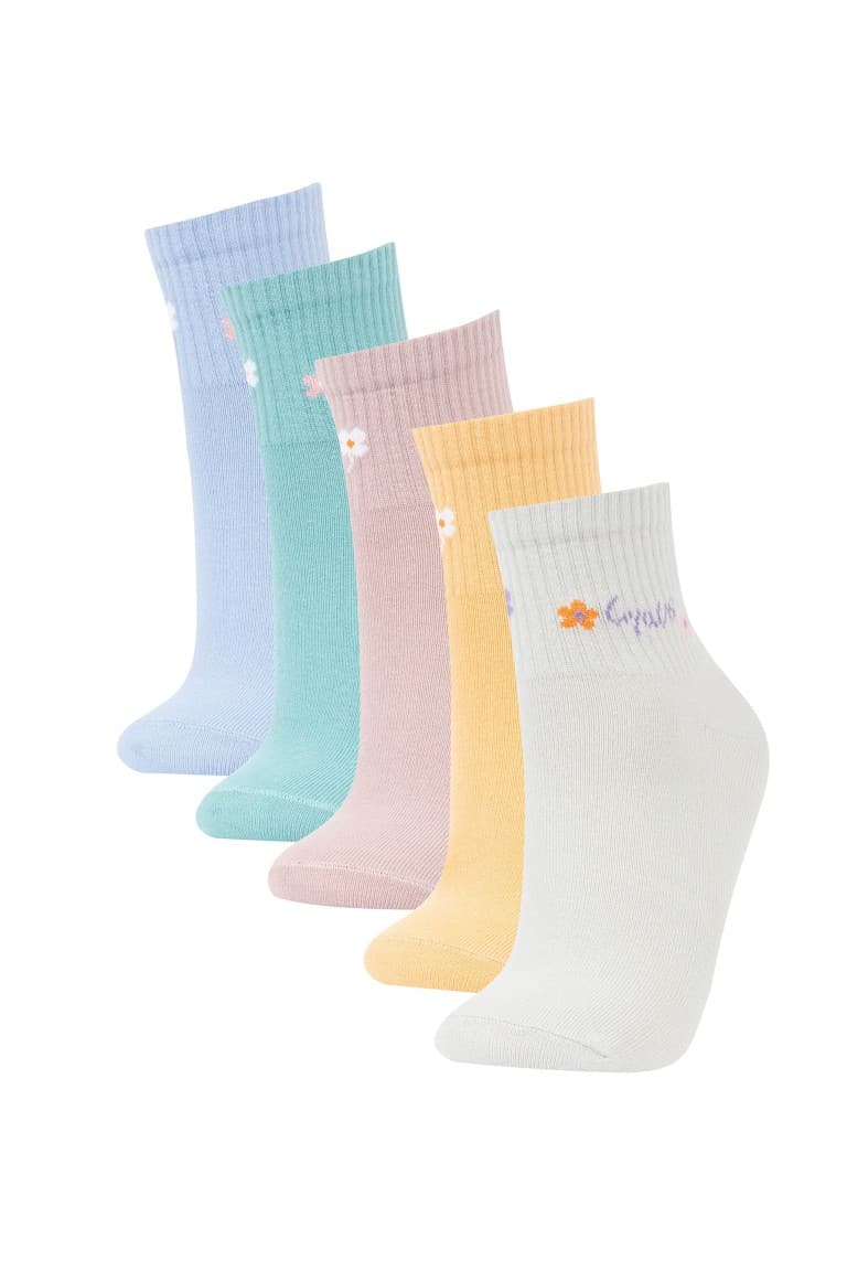 5 Pcs Cotton Sock With Women's Comfortable Rubber Main image