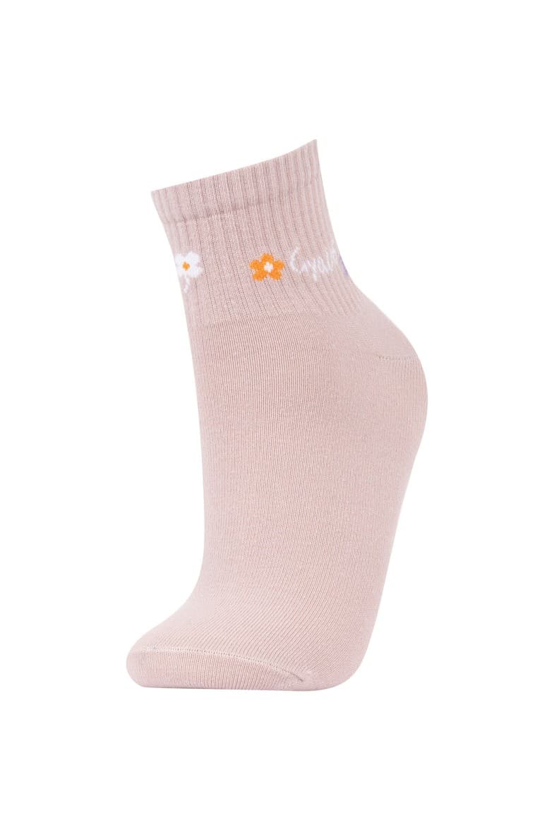 5 Pcs Cotton Sock With Women's Comfortable Rubber